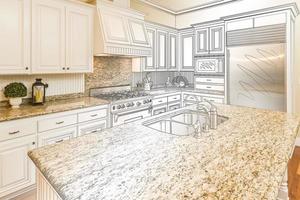 Custom Kitchen Design Drawing and Gradated Photo Combination