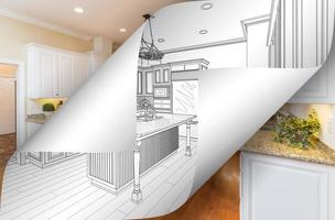 Kitchen Drawing Page Corners Flipping with Photo Behind