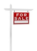 Right Facing For Sale Real Estate Sign Isolated on a White Background. photo