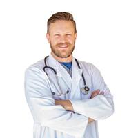 Handsome Young Adult Male Doctor With Beard Isolated On A White Background photo
