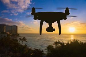 Drone Flying Above Waikiki Beach in Hawaii. photo