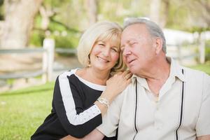 Affectionate Senior Couple Portrait At The Park photo