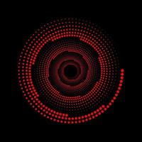 torbellino circular punteado rojo sobre un vector de fondo negro