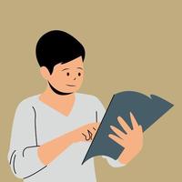 Boy reading a book vector