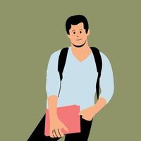 College student male character illustration vector