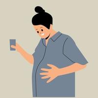 Pregnant woman holding belly smiling vector