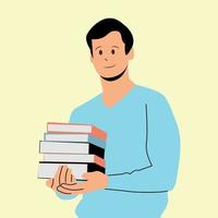 Male college student with books vector