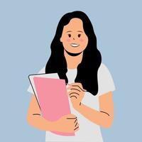 College girl bring a book vector