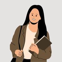 College girl student bring a book vector