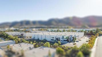 Aerial View of Commercial Buildings With Tilt-Shift Blur photo