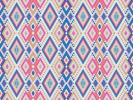 Abstract cute color geometric tribal ethnic ikat folklore argyle oriental native pattern traditional design for background,carpet,wallpaper,clothing,fabric,wrapping,print,batik,folk,knit,stripe vector