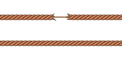Broken rope vector isolated on white background.