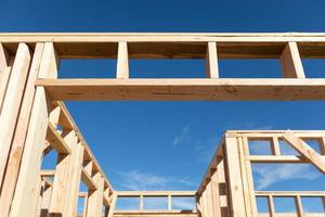 Wood Home Framing Abstract At Construction Site photo