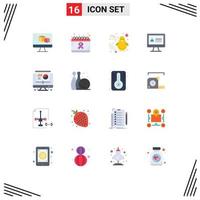 Modern Set of 16 Flat Colors and symbols such as projector security world internet happy Editable Pack of Creative Vector Design Elements