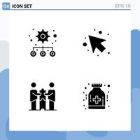 Group of 4 Modern Solid Glyphs Set for hierarchy partners arrow partners collaboration care Editable Vector Design Elements