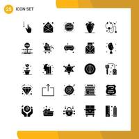 grupo de símbolos de iconos universales de 25 glifos sólidos modernos de curación nación historia abierta cultura elementos de diseño de vectores editables
