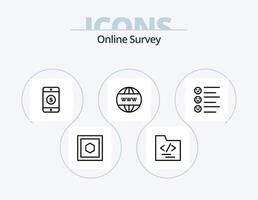 Online Survey Line Icon Pack 5 Icon Design. . location. business. mobile. website vector