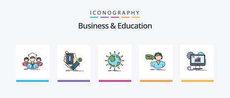 Business And Education Line Filled 5 Icon Pack Including seo. analytics. laptop. law. hammer. Creative Icons Design vector