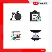 4 Universal Filledline Flat Colors Set for Web and Mobile Applications bicycle report wheel todo furniture Editable Vector Design Elements