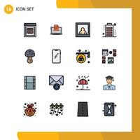 Mobile Interface Flat Color Filled Line Set of 16 Pictograms of full charge online battery photo Editable Creative Vector Design Elements