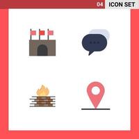 Set of 4 Vector Flat Icons on Grid for arena antivirus sports conversation firewall Editable Vector Design Elements