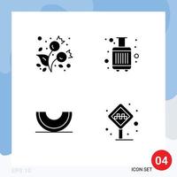 Mobile Interface Solid Glyph Set of 4 Pictograms of autumn food cold luggage melon Editable Vector Design Elements