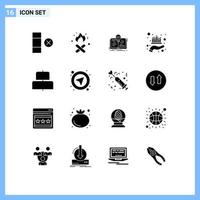 Pictogram Set of 16 Simple Solid Glyphs of horizontal align novel wealth management Editable Vector Design Elements