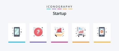 Startup Flat 5 Icon Pack Including commerce. file. chart. list. chart. Creative Icons Design vector