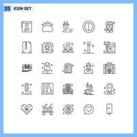 conjunto de 25 iconos de interfaz de usuario modernos signos de símbolos para elementos de diseño vectorial editables de fuente de alimentación de contraste de zoología móvil cristiana vector