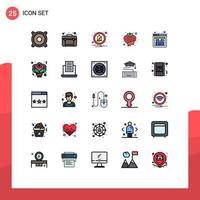 25 iconos creativos signos y símbolos modernos del sitio web notificación de error corazón fresa elementos de diseño vectorial editables vector