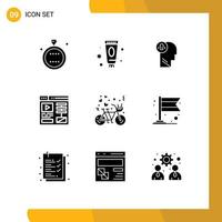 Modern Set of 9 Solid Glyphs Pictograph of web design spa think idea Editable Vector Design Elements