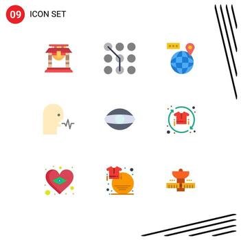 Set of 9 Modern UI Icons Symbols Signs for talk person security human location Editable Vector Design Elements