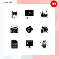 Set of 9 Modern UI Icons Symbols Signs for beauty data scince strategy cloud date Editable Vector Design Elements