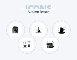 paquete de iconos de glifos de otoño 5 diseño de iconos. otoño. cucharón. leña. jardinería. otoño vector