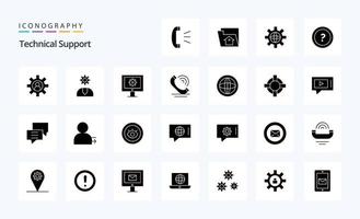 25 Technical Support Solid Glyph icon pack vector