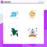 conjunto de pictogramas de 4 iconos planos simples de accesorios de astrología pepino bangladesh ropa elementos de diseño vectorial editables vector