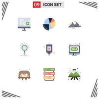 Universal Icon Symbols Group of 9 Modern Flat Colors of optimization seo data sun landscape Editable Vector Design Elements