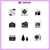 Pictogram Set of 9 Simple Solid Glyphs of system picture preparation image tissue roll Editable Vector Design Elements