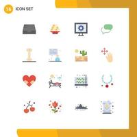 Set of 16 Commercial Flat Colors pack for man bone entertainment mail chat Editable Pack of Creative Vector Design Elements