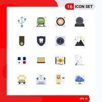 16 Universal Flat Colors Set for Web and Mobile Applications security insurance devices tv control Editable Pack of Creative Vector Design Elements