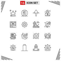 16 Universal Outline Signs Symbols of server robbery sports spy detective Editable Vector Design Elements