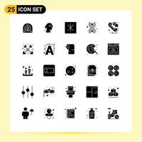 Set of 25 Modern UI Icons Symbols Signs for line cog provider money dollar Editable Vector Design Elements