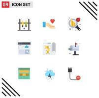 9 User Interface Flat Color Pack of modern Signs and Symbols of environment science information analysis report biology Editable Vector Design Elements