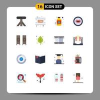 Group of 16 Flat Colors Signs and Symbols for office draw furniture color draw lips Editable Pack of Creative Vector Design Elements