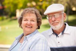 Happy Senior Couple in The Park photo