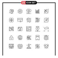 grupo de 25 líneas de signos y símbolos para el entorno de análisis de diagramas, optimización de gráficos, elementos de diseño de vectores editables