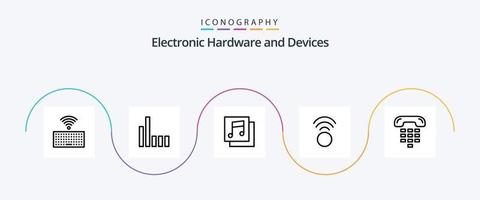 Devices Line 5 Icon Pack Including . device. music. contact. call vector