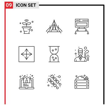 Group of 9 Outlines Signs and Symbols for browser app campsite angular data Editable Vector Design Elements