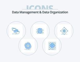 Data Management And Data Organization Blue Icon Pack 5 Icon Design. architecture. database. matrix. copy. management vector