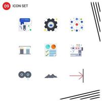 Universal Icon Symbols Group of 9 Modern Flat Colors of report document hierarchy data bottle Editable Vector Design Elements